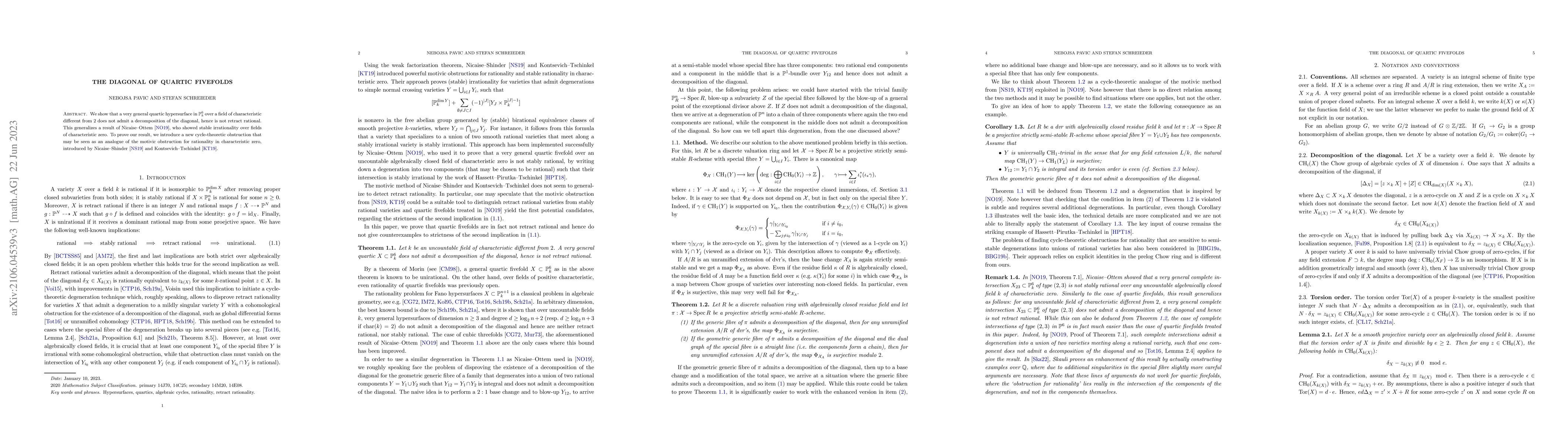 Thumbnail for The diagonal of quartic fivefolds