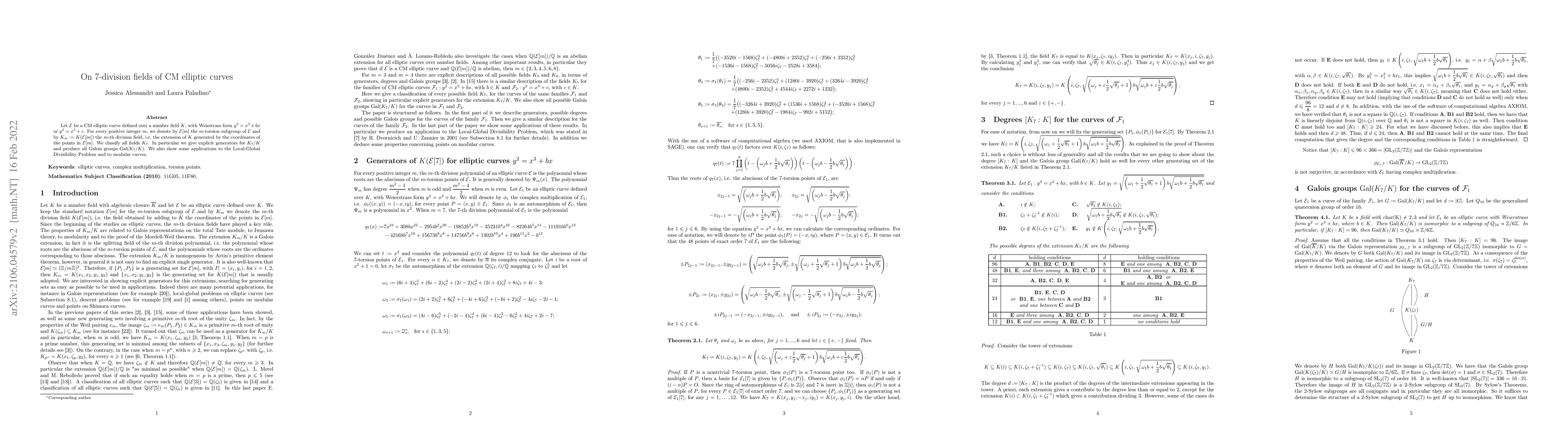 Thumbnail for On 7-division fields of CM elliptic curves