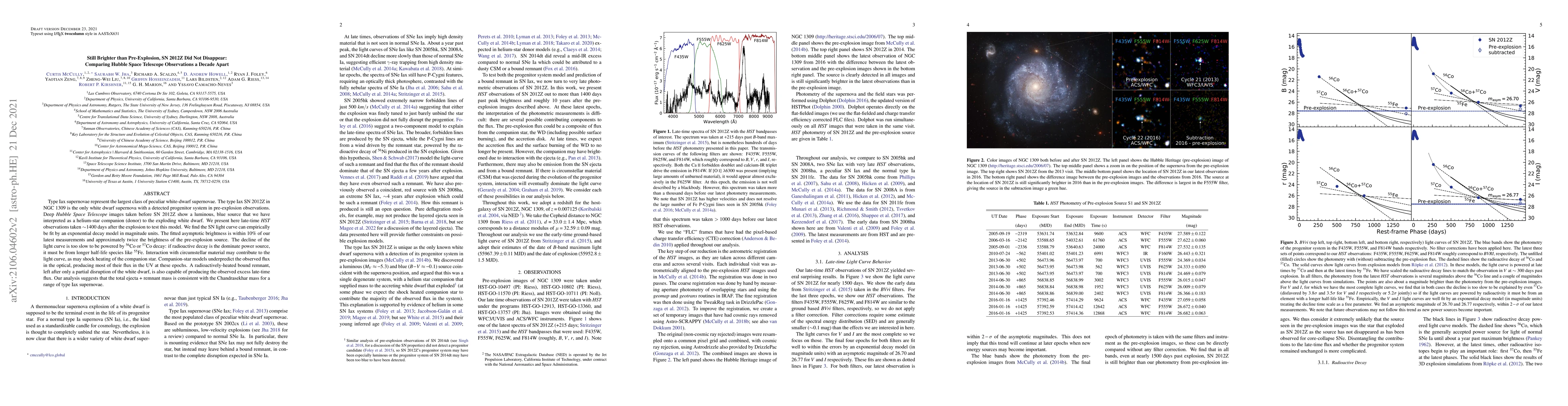 Thumbnail for Still Brighter than Pre-Explosion, SN 2012Z Did Not Disappear: Comparing
  Hubble Space Telescope Observations a Decade Apart
