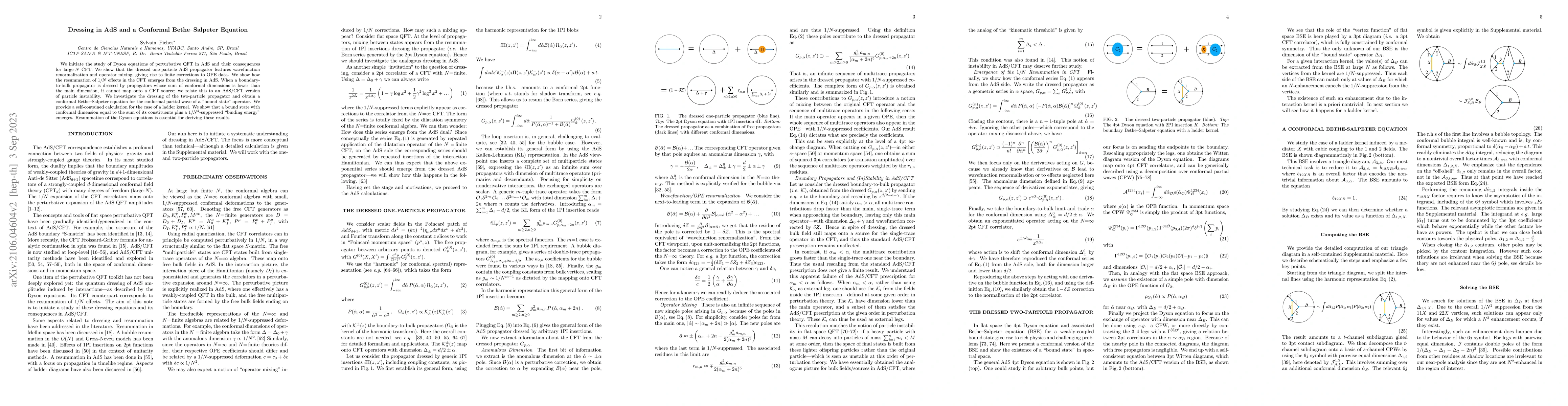 Thumbnail for Dressing in AdS and a Conformal Bethe-Salpeter Equation