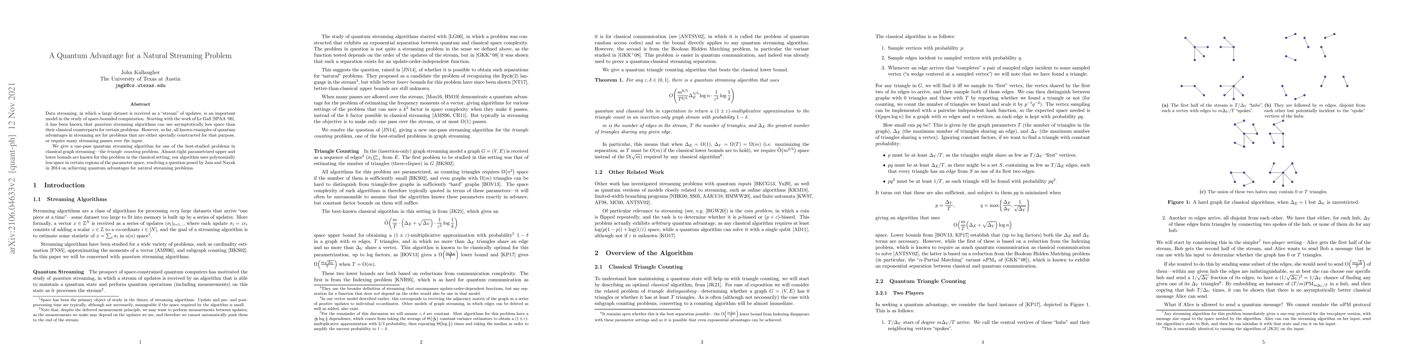 Thumbnail for A Quantum Advantage for a Natural Streaming Problem