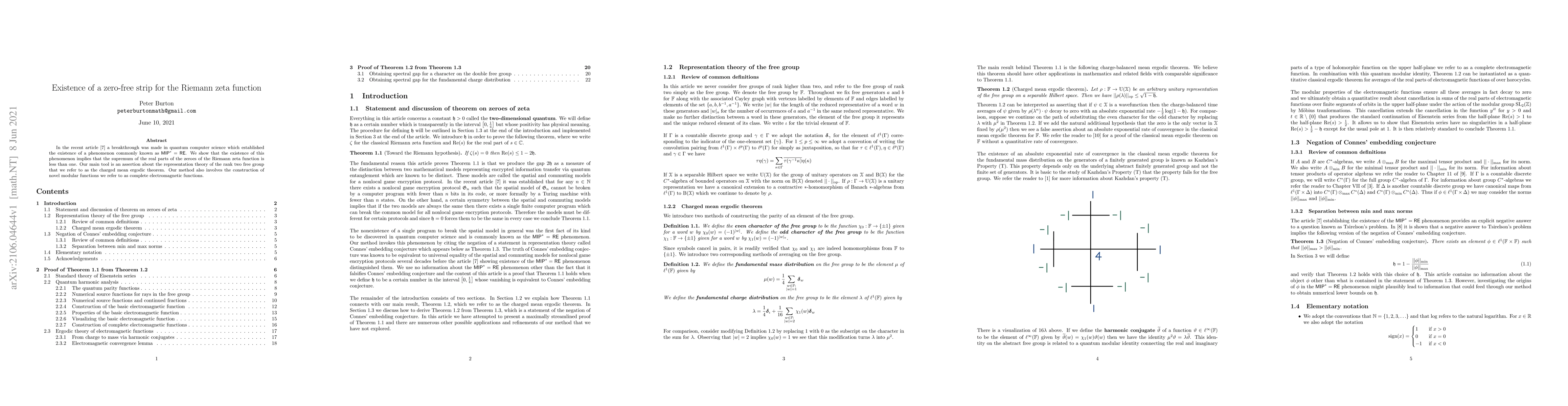 Thumbnail for Existence of a zero-free strip for the Riemann zeta function