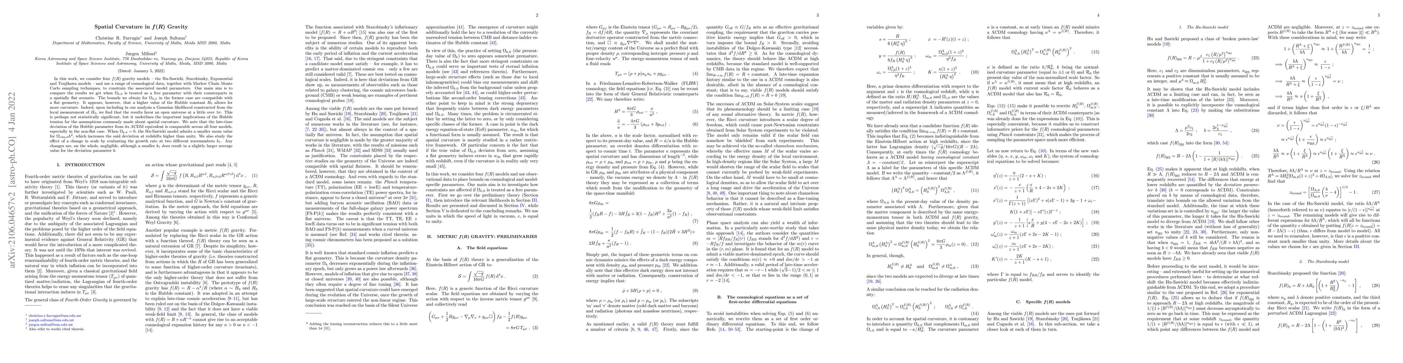 Thumbnail for Spatial Curvature in $f(R)$ Gravity