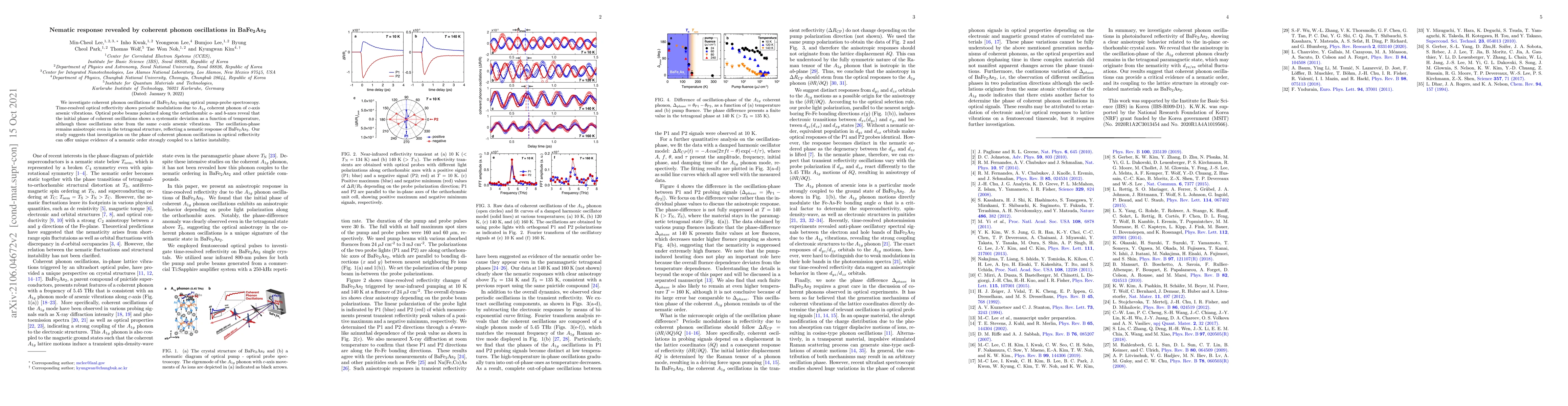 Thumbnail for Nematic response revealed by coherent phonon oscillations in
  BaFe$_2$As$_2$