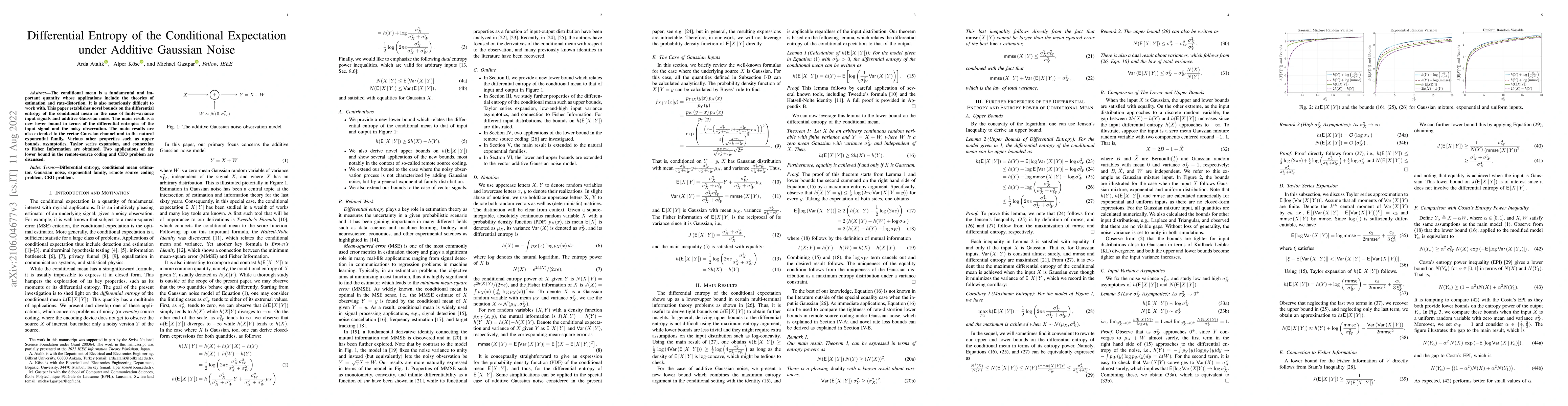 Thumbnail for Differential Entropy of the Conditional Expectation under Additive
  Gaussian Noise