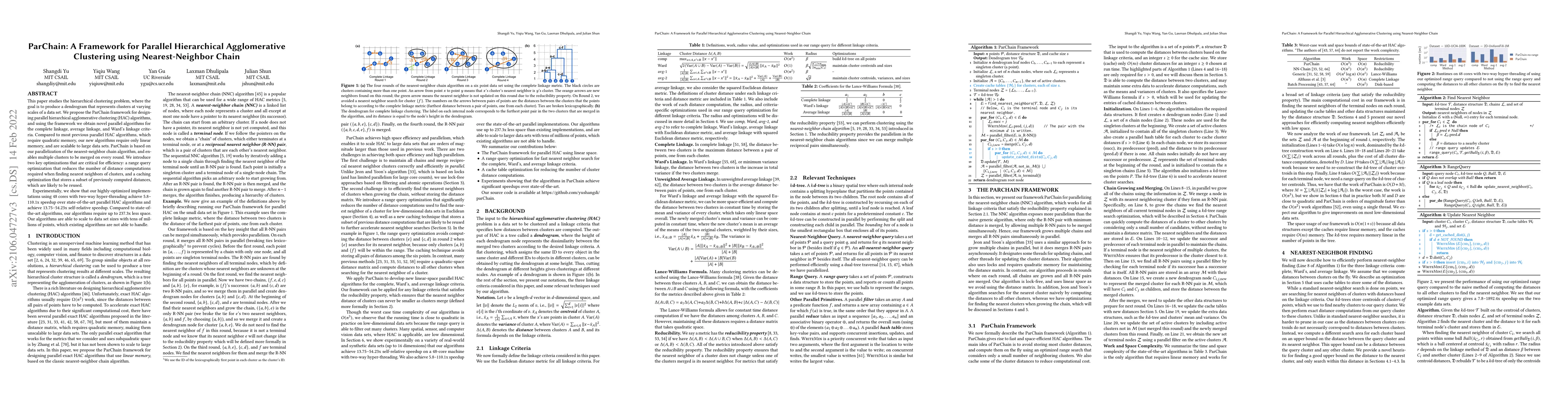 Thumbnail for ParChain: A Framework for Parallel Hierarchical Agglomerative Clustering
  using Nearest-Neighbor Chain