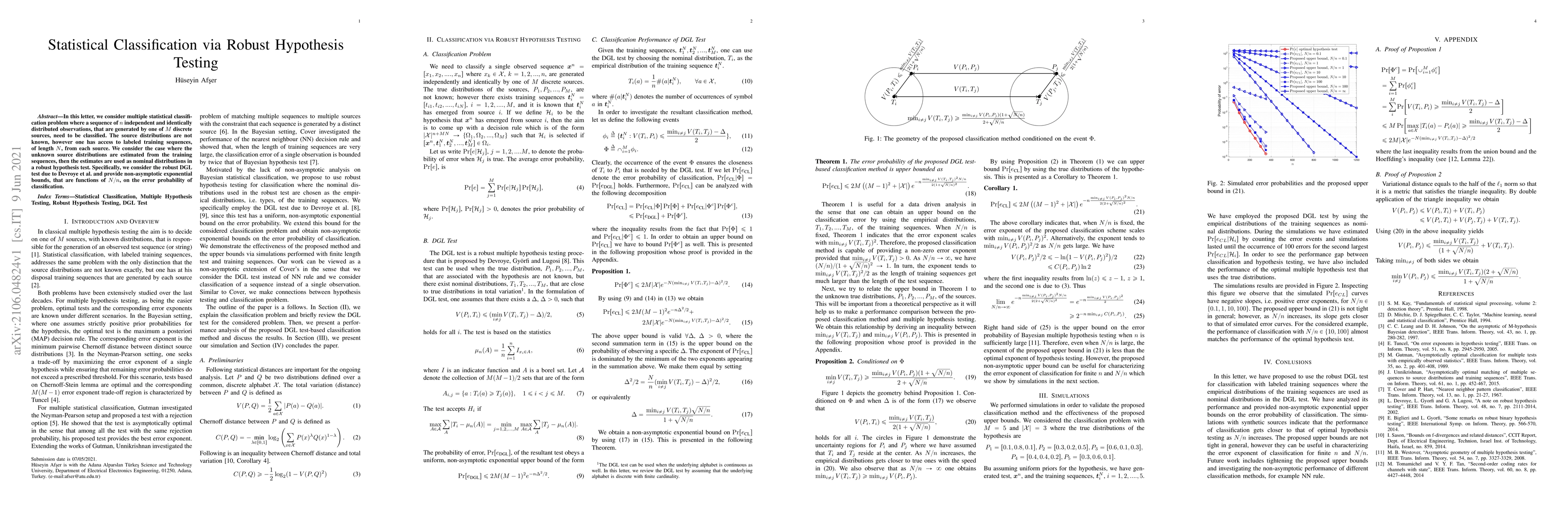 Thumbnail for Statistical Classification via Robust Hypothesis Testing