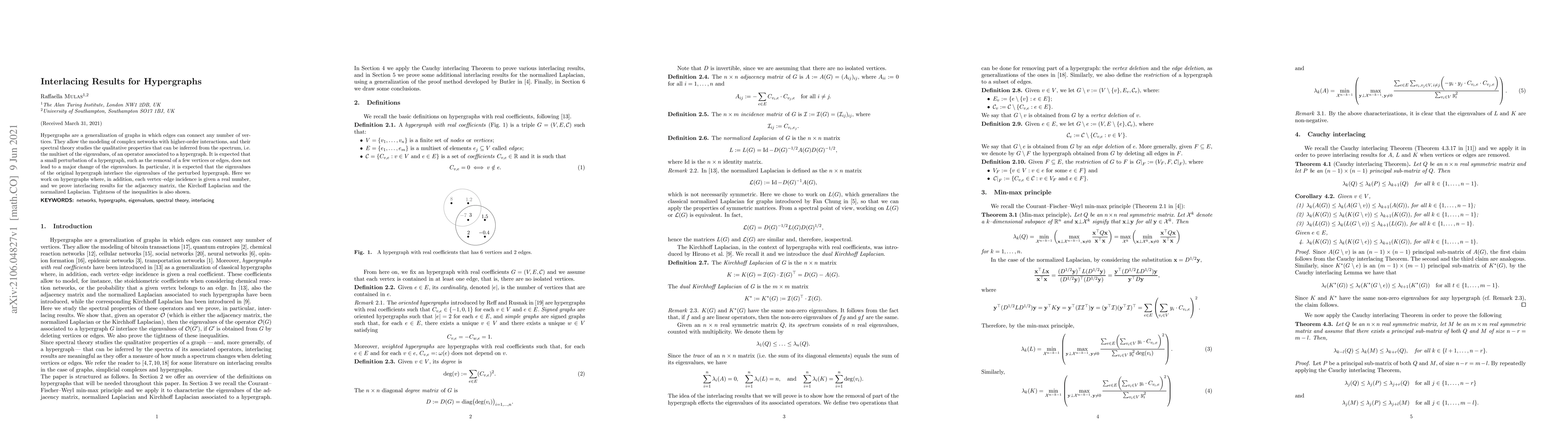 Thumbnail for Interlacing Results for Hypergraphs