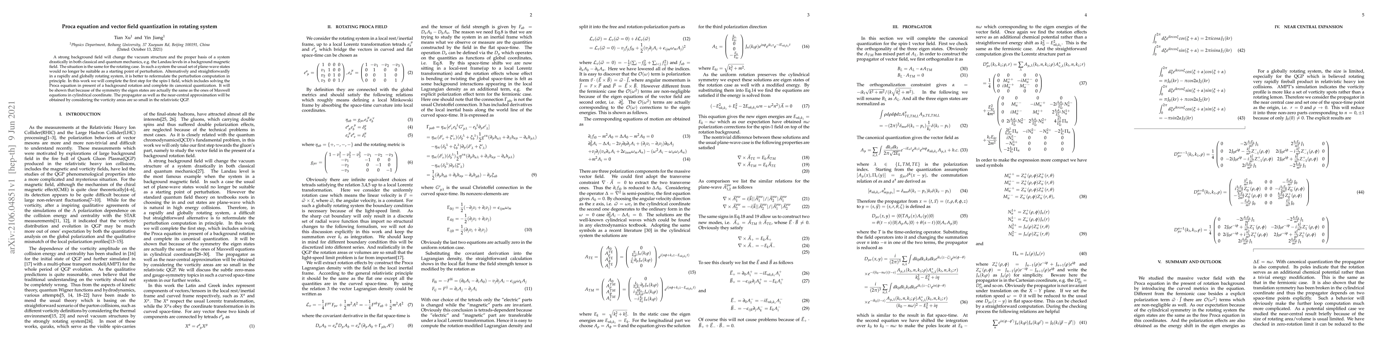 Thumbnail for Proca equation and vector field quantization in rotating system