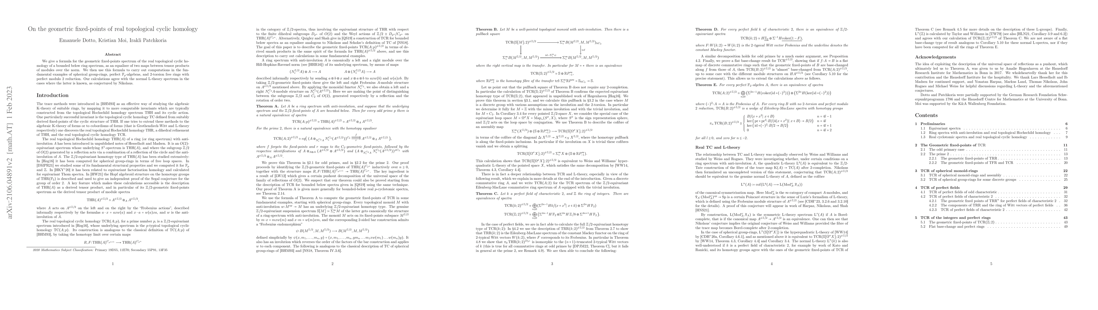 Thumbnail for On the geometric fixed-points of real topological cyclic homology