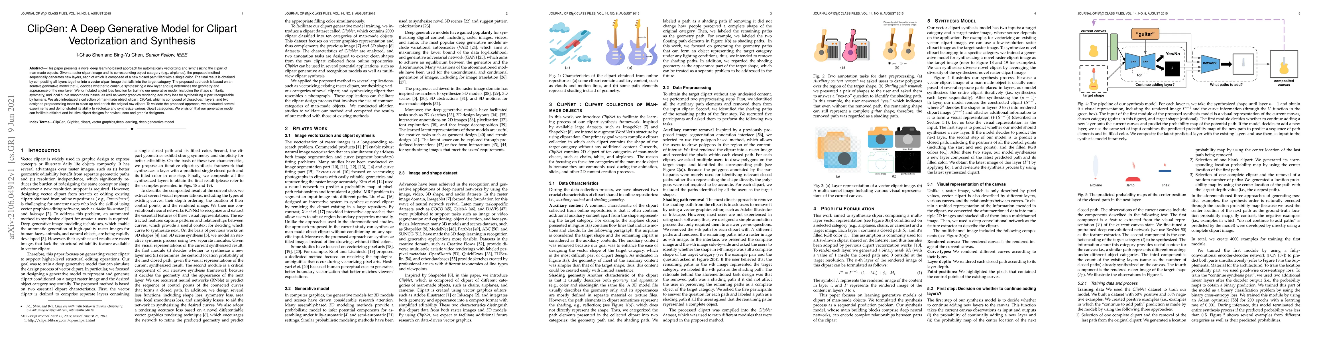 Thumbnail for ClipGen: A Deep Generative Model for Clipart Vectorization and Synthesis
