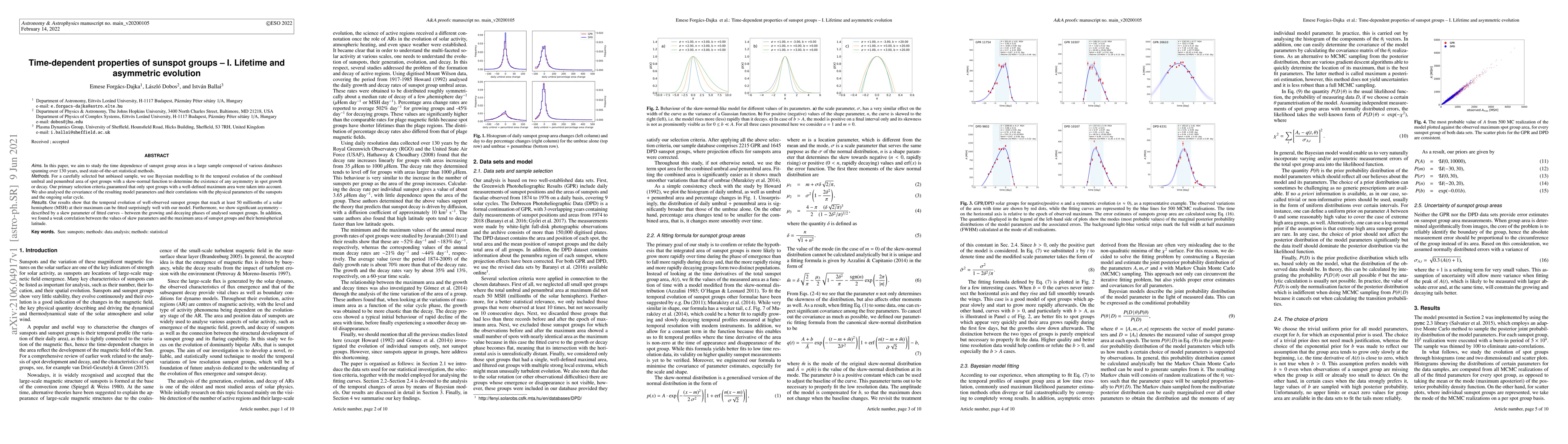 Thumbnail for Time-dependent properties of sunspot groups -- I. Lifetime and
  asymmetric evolution