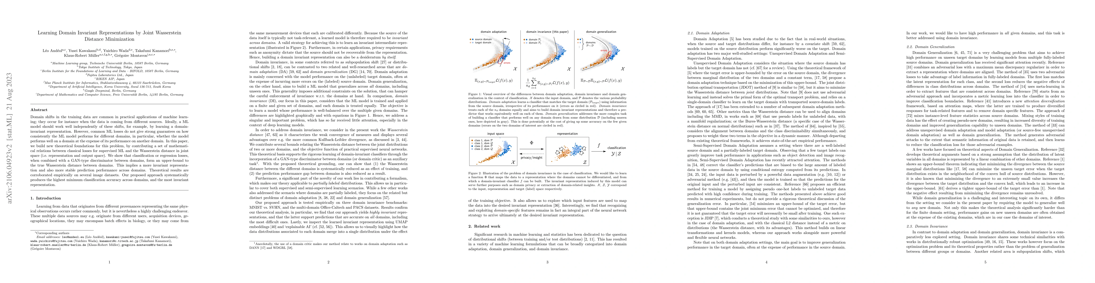Thumbnail for Learning Domain Invariant Representations by Joint Wasserstein Distance
  Minimization