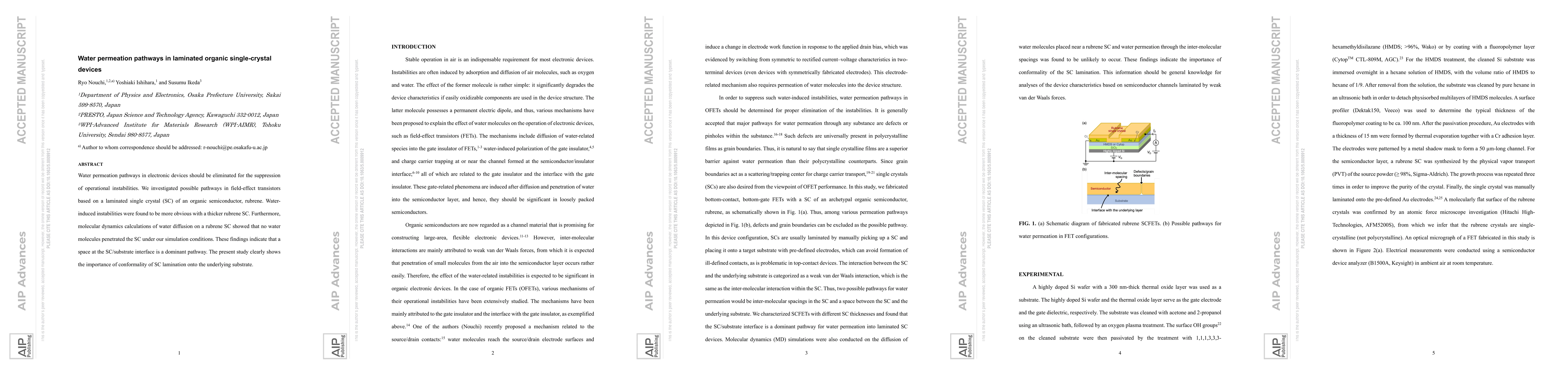 Thumbnail for Water permeation pathways in laminated organic single-crystal devices
