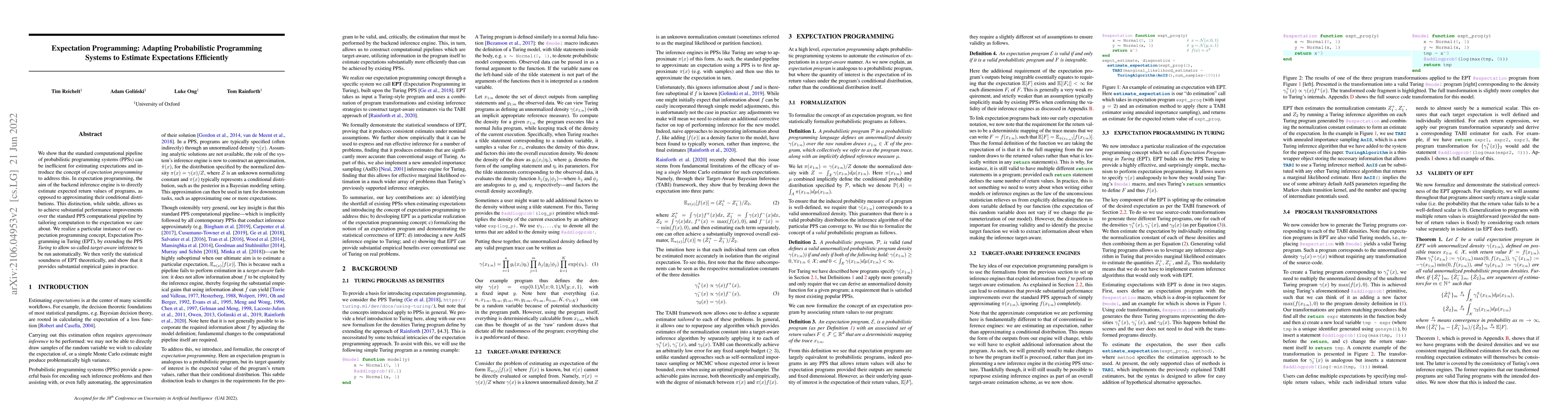 Thumbnail for Expectation Programming: Adapting Probabilistic Programming Systems to
  Estimate Expectations Efficiently