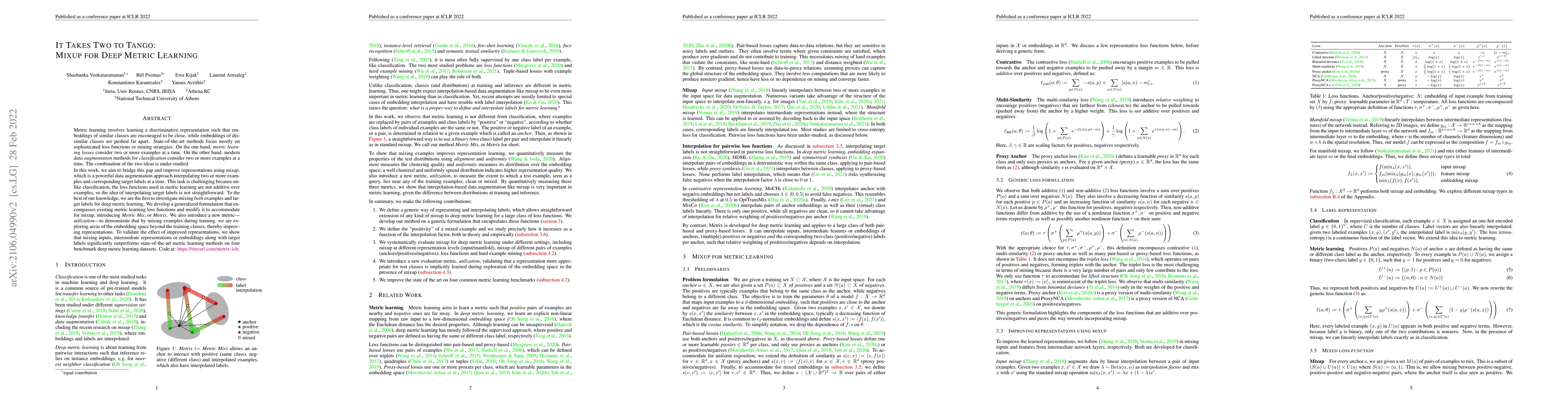 Thumbnail for It Takes Two to Tango: Mixup for Deep Metric Learning