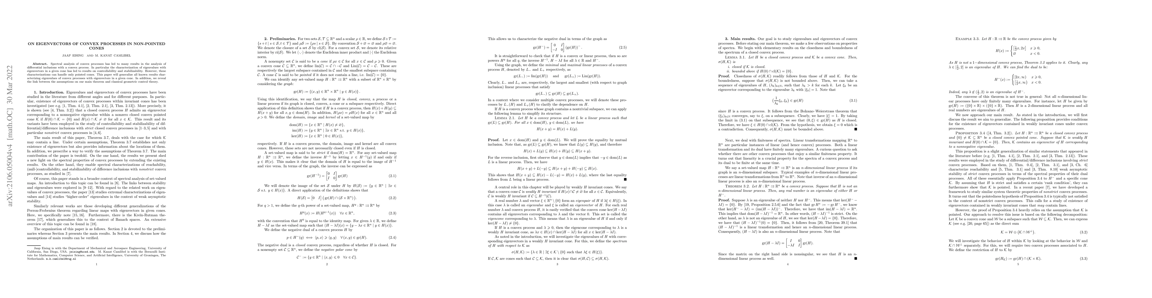 Thumbnail for On eigenvectors of convex processes in non-pointed cones