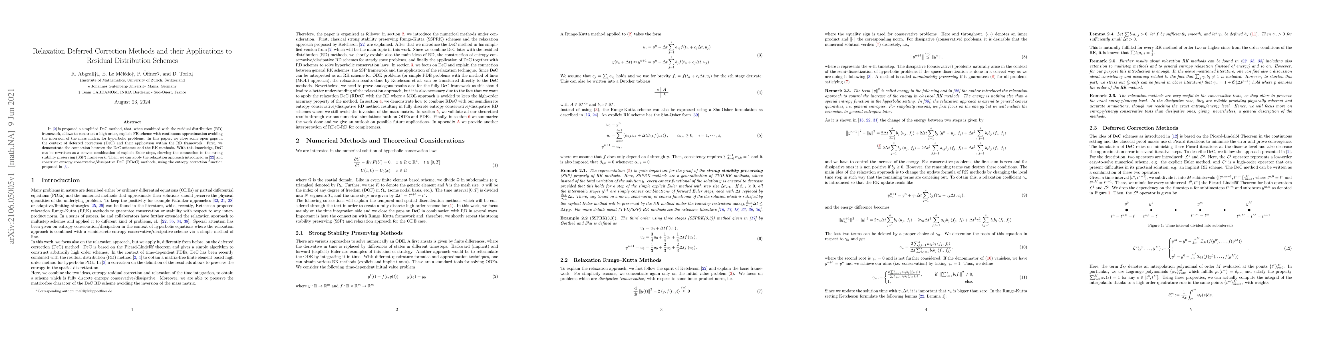 Thumbnail for Relaxation Deferred Correction Methods and their Applications to
  Residual Distribution Schemes