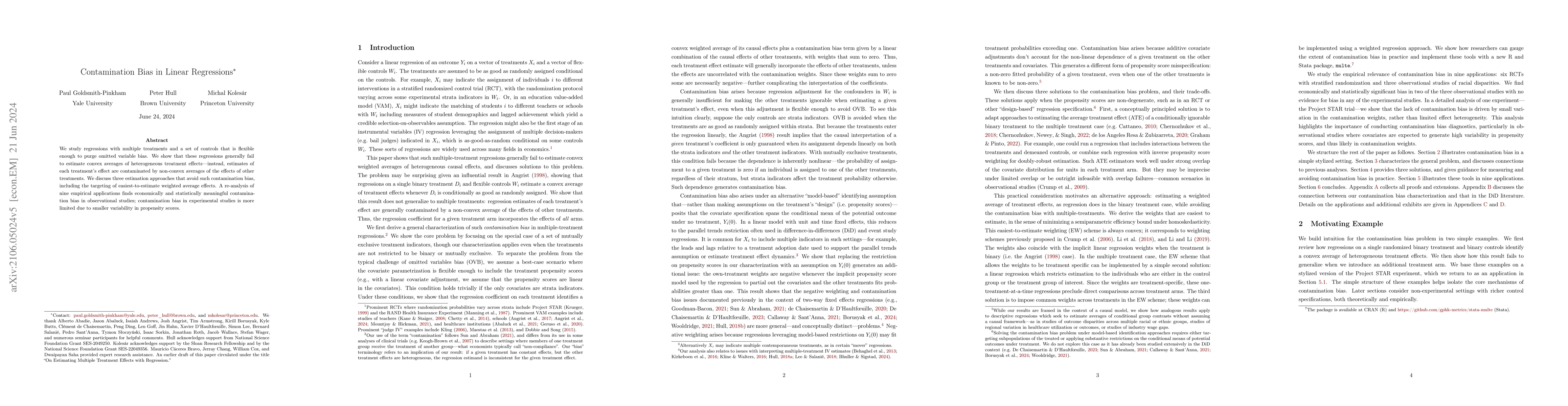 Thumbnail for Contamination Bias in Linear Regressions