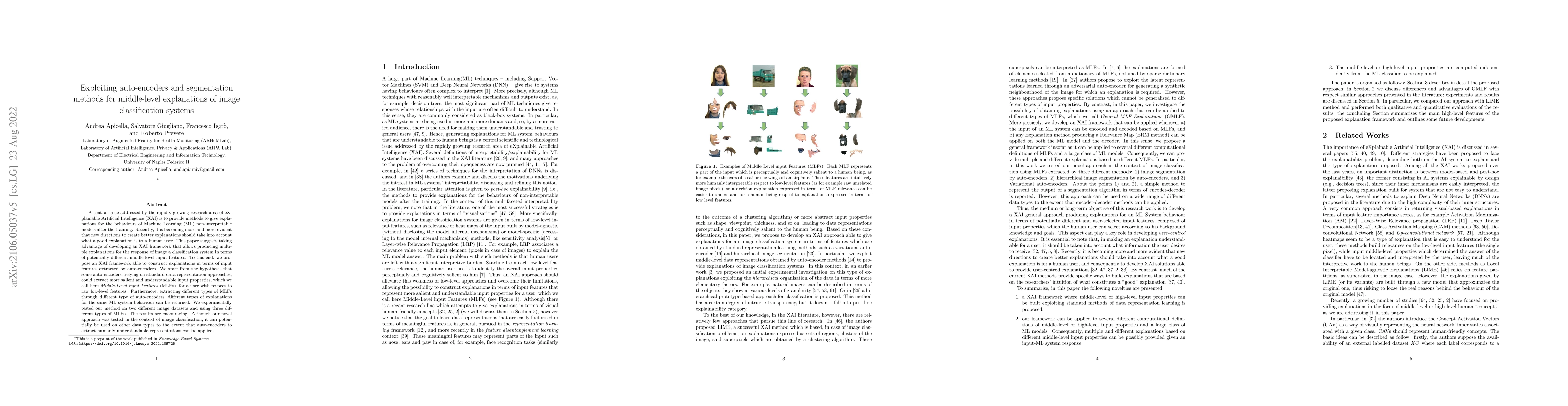 Thumbnail for Exploiting auto-encoders and segmentation methods for middle-level
  explanations of image classification systems