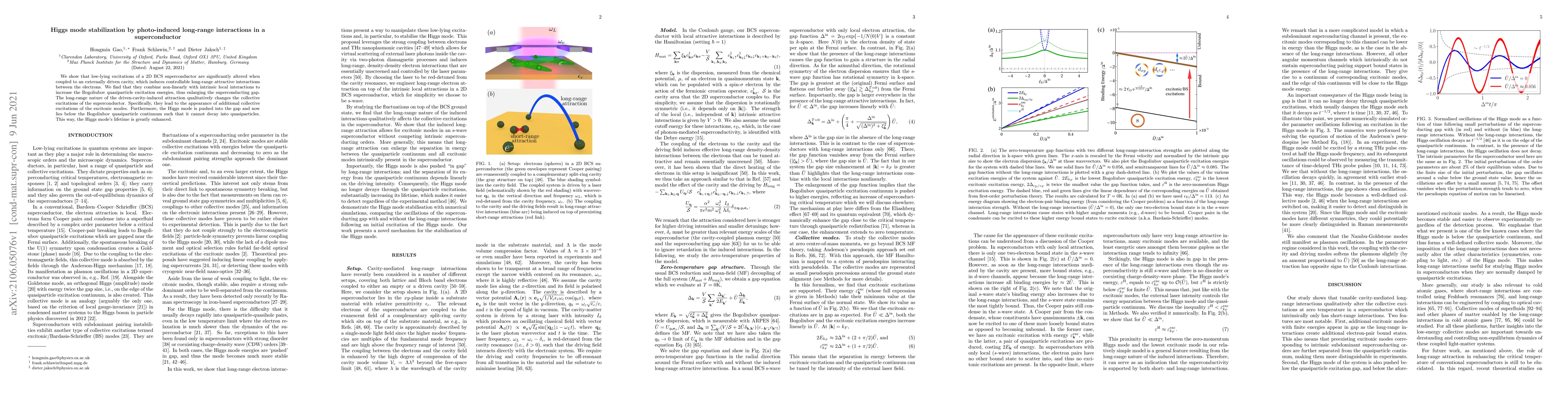 Thumbnail for Higgs mode stabilization by photo-induced long-range interactions in a
  superconductor
