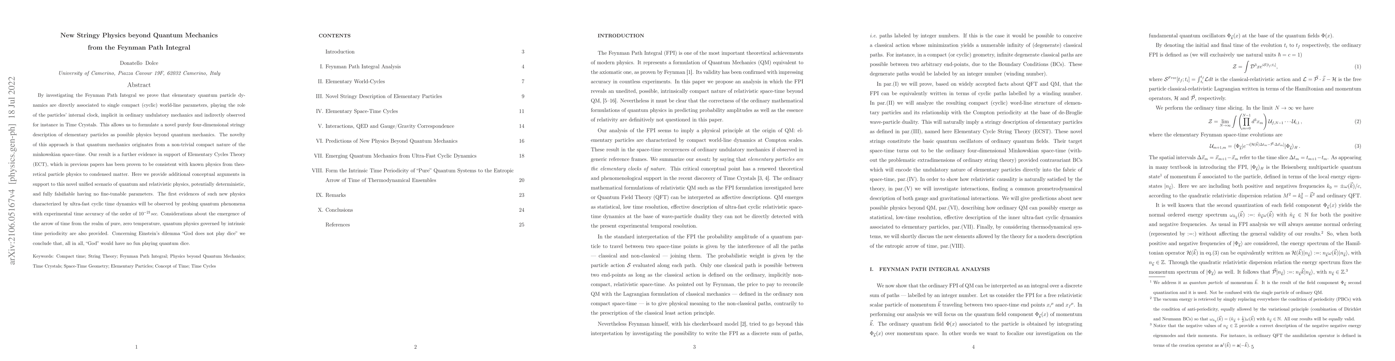 Thumbnail for New Stringy Physics beyond Quantum Mechanics from the Feynman Path
  Integral