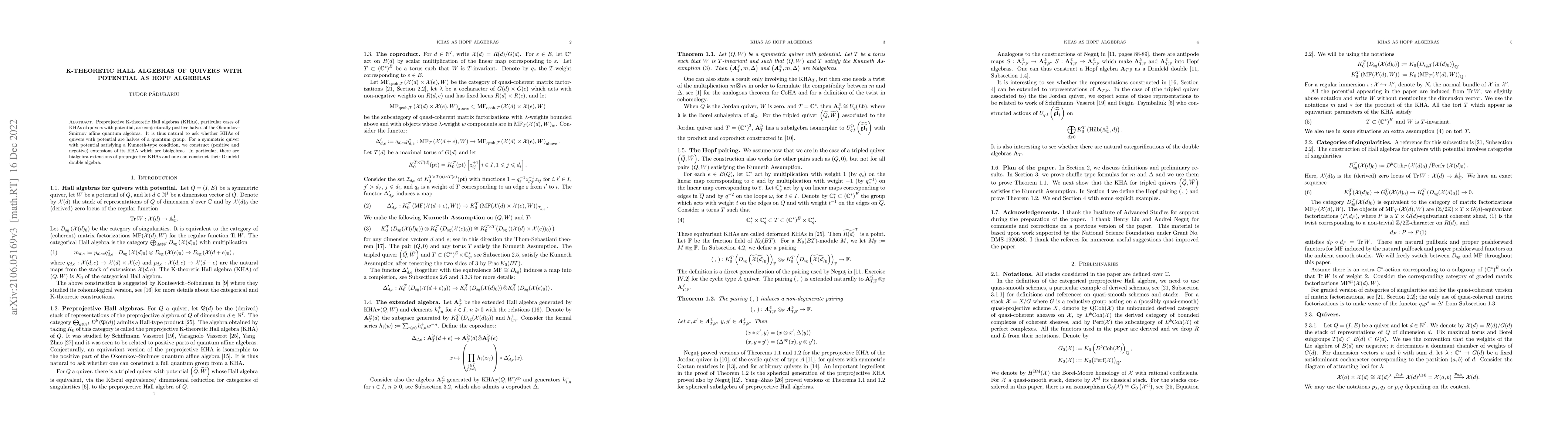 Thumbnail for K-theoretic Hall algebras of quivers with potential as Hopf algebras