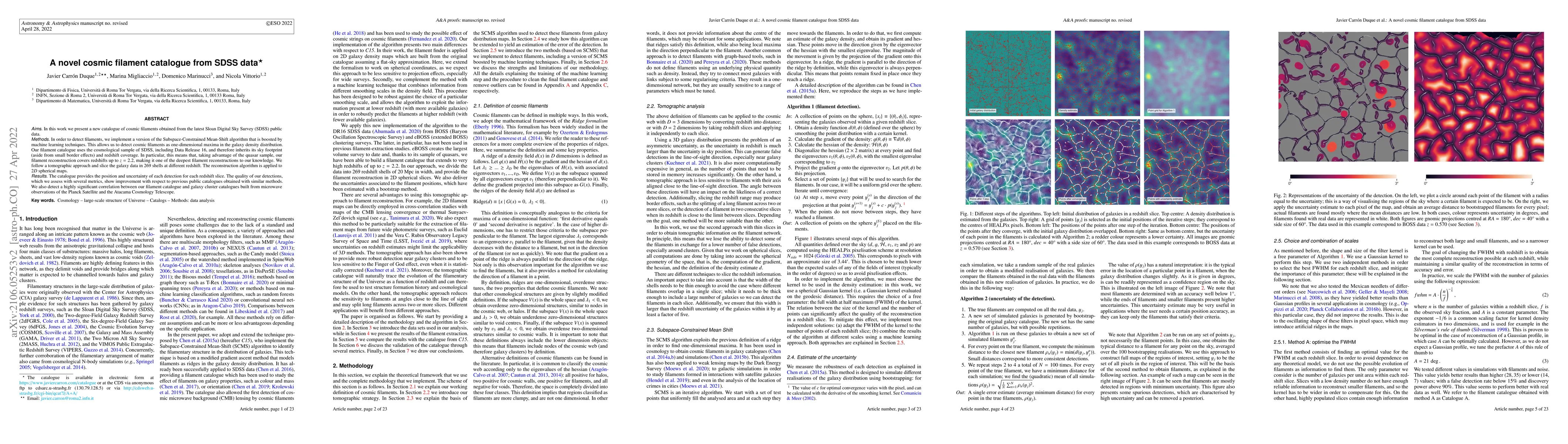 Thumbnail for A novel Cosmic Filament catalogue from SDSS data