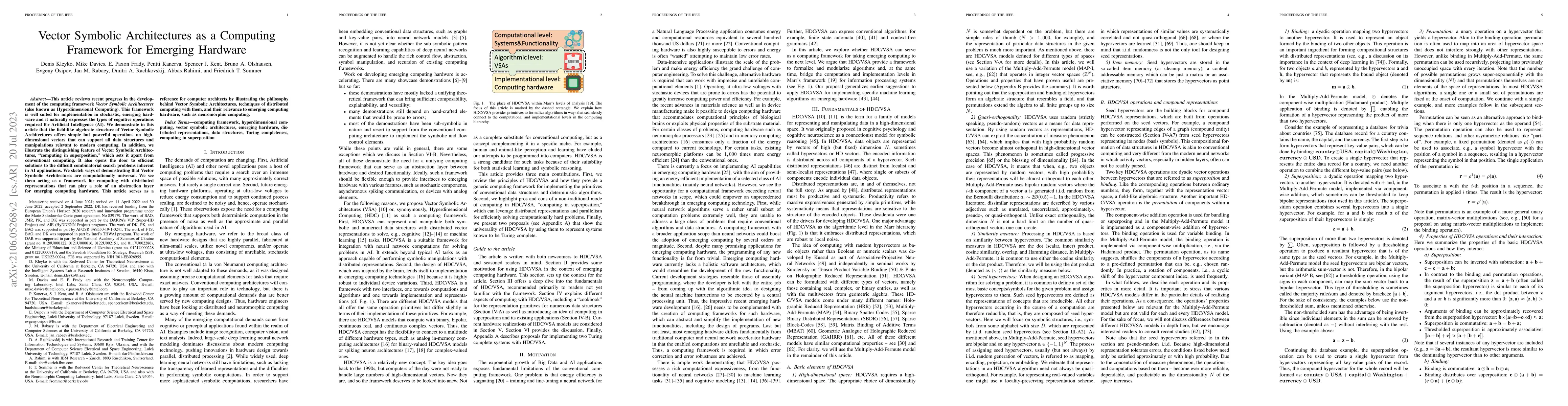 Thumbnail for Vector Symbolic Architectures as a Computing Framework for Emerging
  Hardware