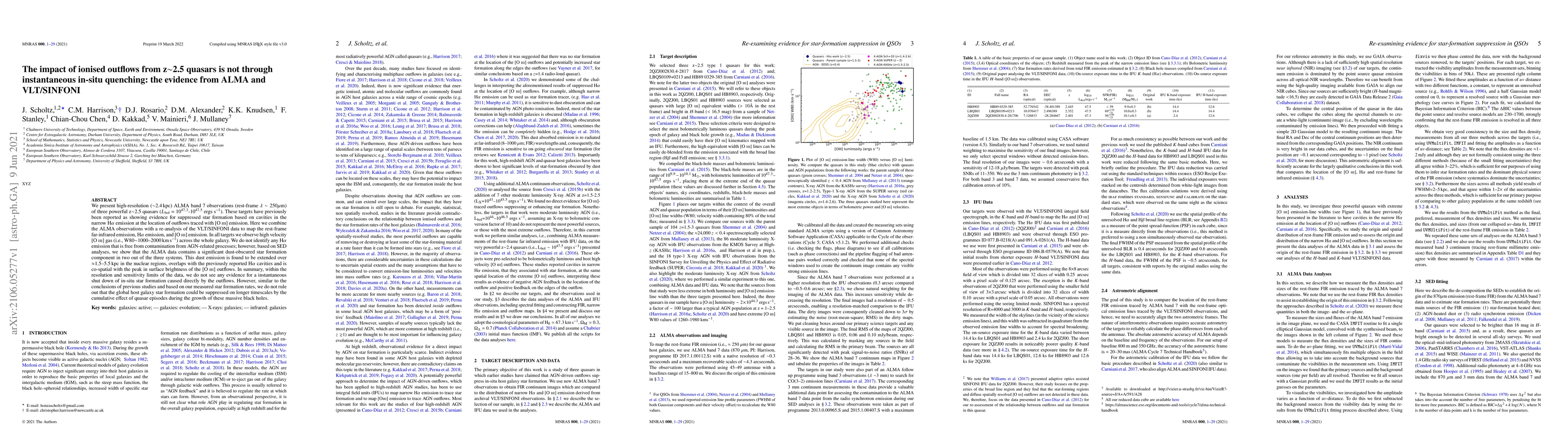 Thumbnail for The impact of ionised outflows from z$\sim$2.5 quasars is not through
  instantaneous in-situ quenching: the evidence from ALMA and VLT/SINFONI