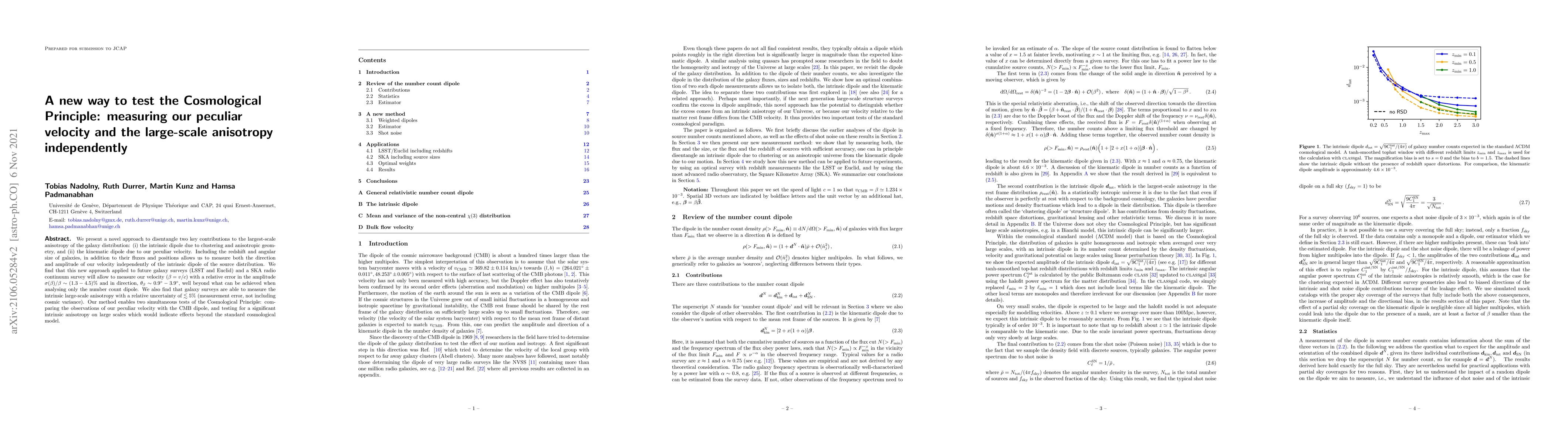 Thumbnail for A new way to test the Cosmological Principle: measuring our peculiar
  velocity and the large scale anisotropy independently