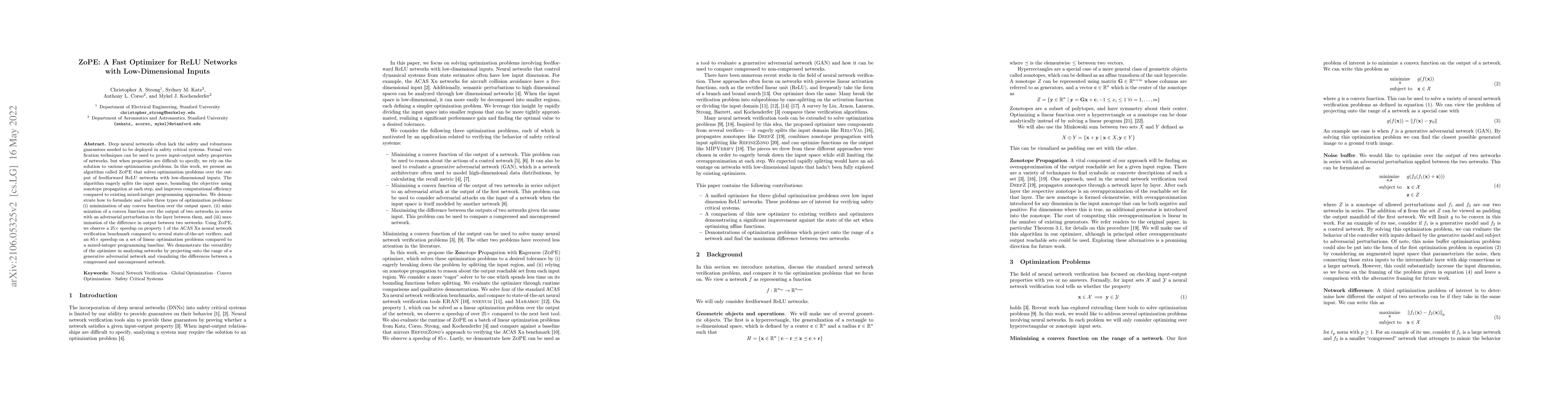 Thumbnail for ZoPE: A Fast Optimizer for ReLU Networks with Low-Dimensional Inputs