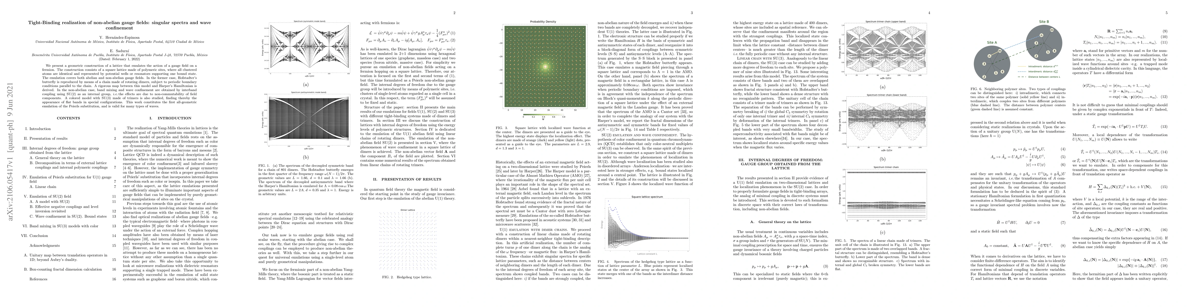 Thumbnail for Tight-Binding realization of non-abelian gauge fields: singular spectra
  and wave confinement