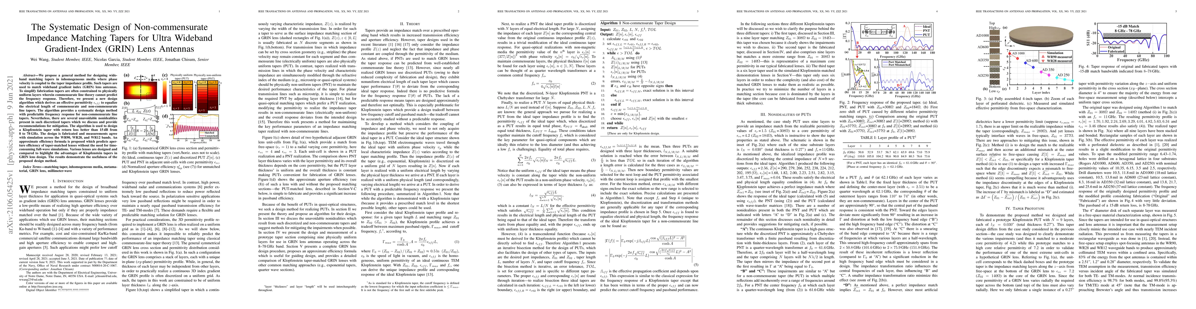 Thumbnail for The Systematic Design of Non-commensurate Impedance Matching Tapers for
  Ultra Wideband Gradient-Index (GRIN) Lens Antennas