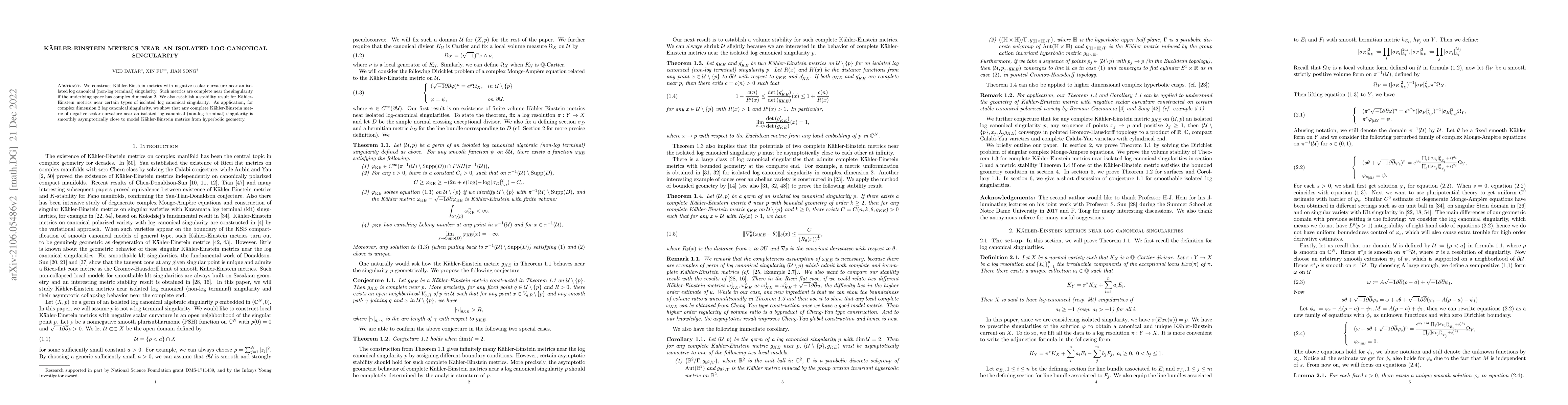 Thumbnail for Kahler-Einstein metric near an isolated log canonical singularity