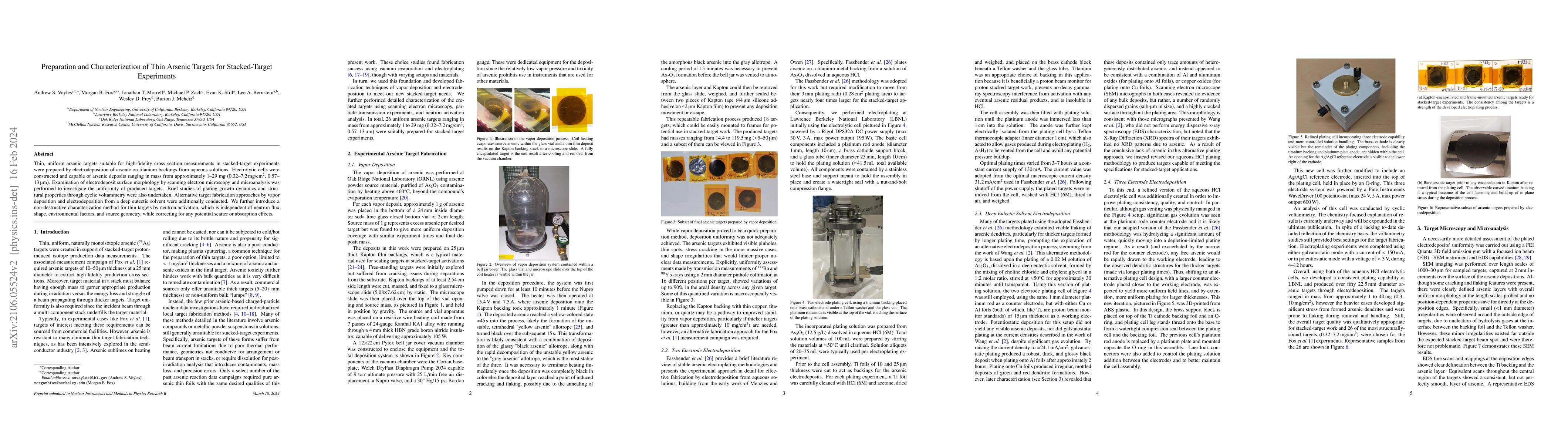 Thumbnail for Preparation and Characterization of Thin Arsenic Targets for
  Stacked-Target Experiments