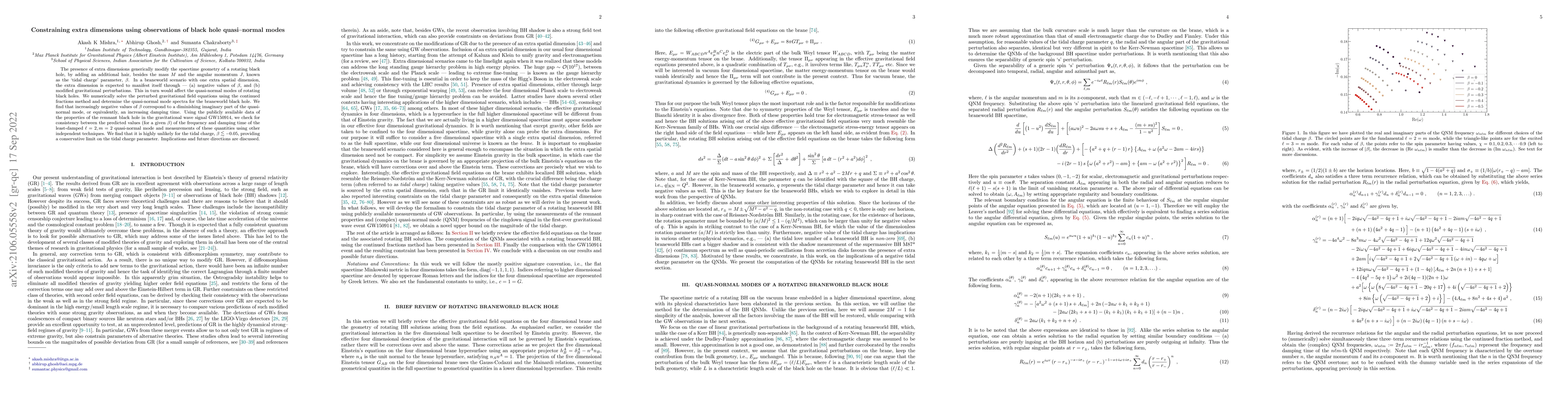 Thumbnail for Constraining extra dimensions using observations of black hole
  quasi-normal modes