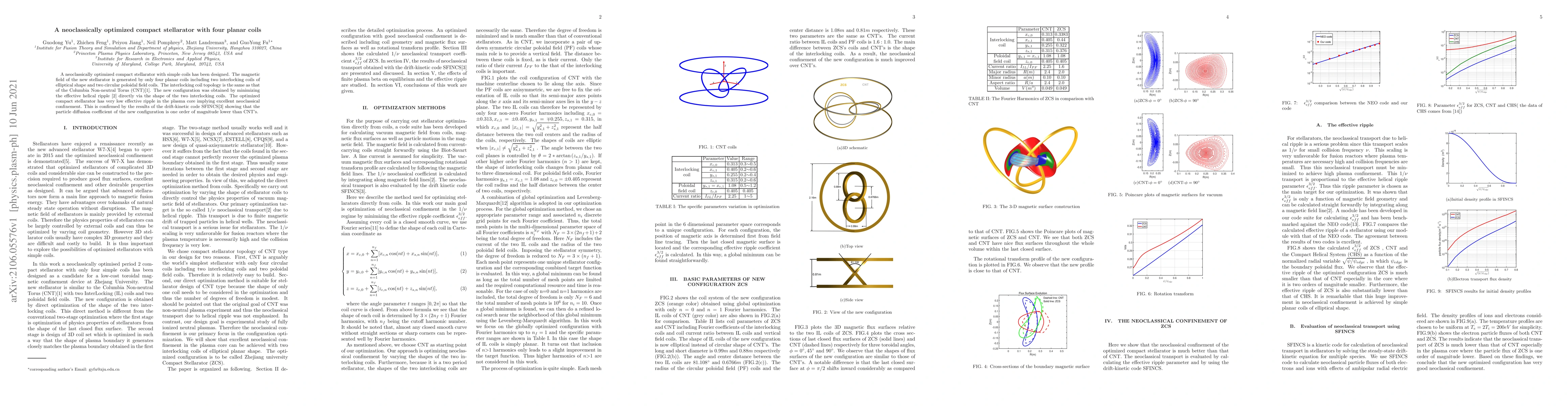 Thumbnail for A neoclassically optimized compact stellarator with four planar coils