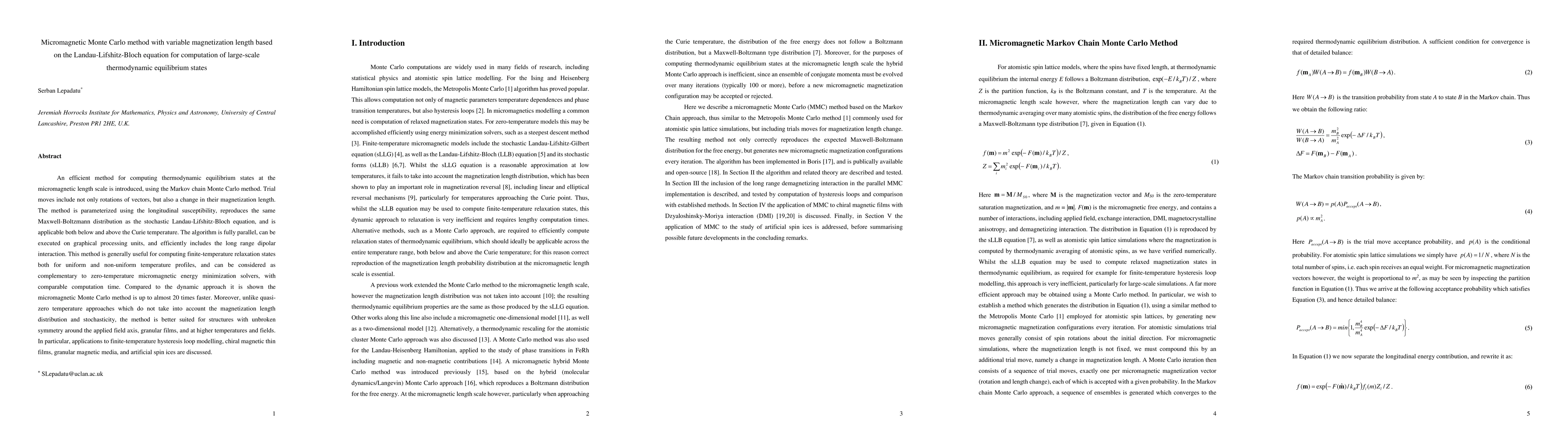 Thumbnail for Micromagnetic Monte Carlo method with variable magnetization length
  based on the Landau-Lifshitz-Bloch equation for computation of large-scale
  thermodynamic equilibrium states