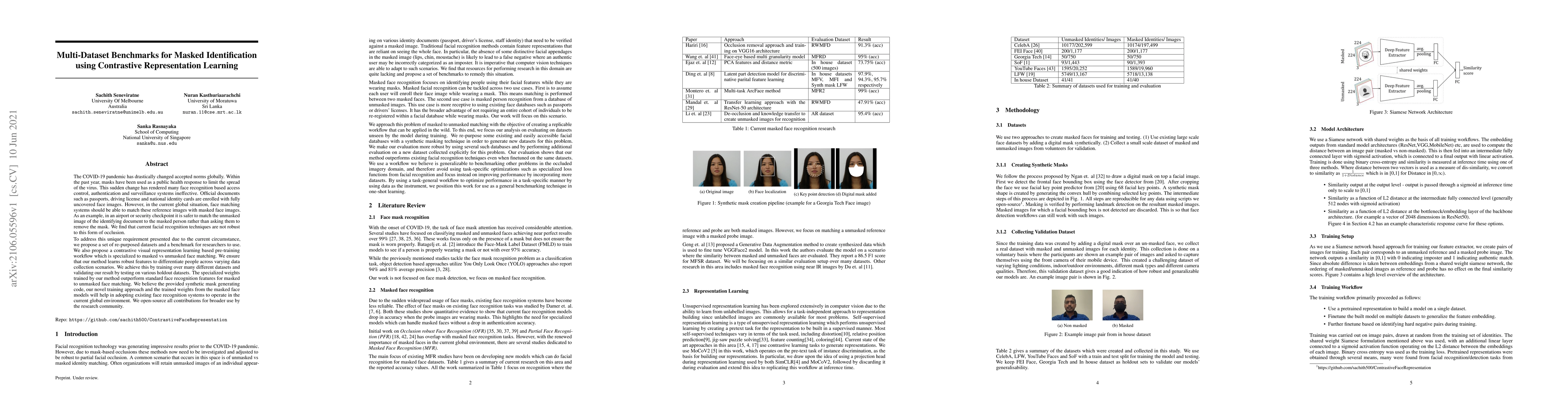 Thumbnail for Multi-Dataset Benchmarks for Masked Identification using Contrastive
  Representation Learning