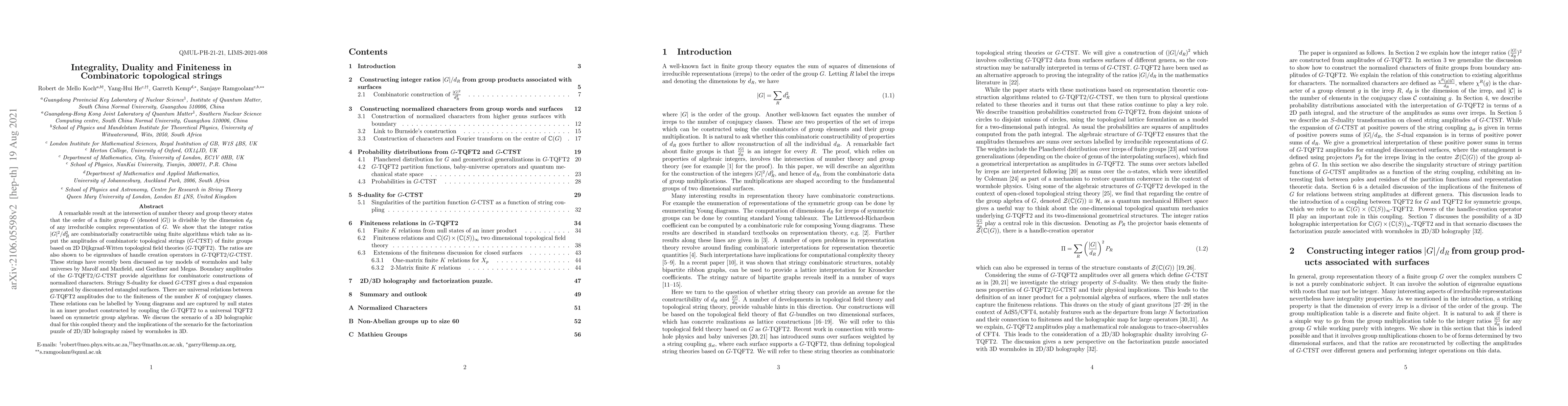 Thumbnail for Integrality, Duality and Finiteness in Combinatoric Topological Strings