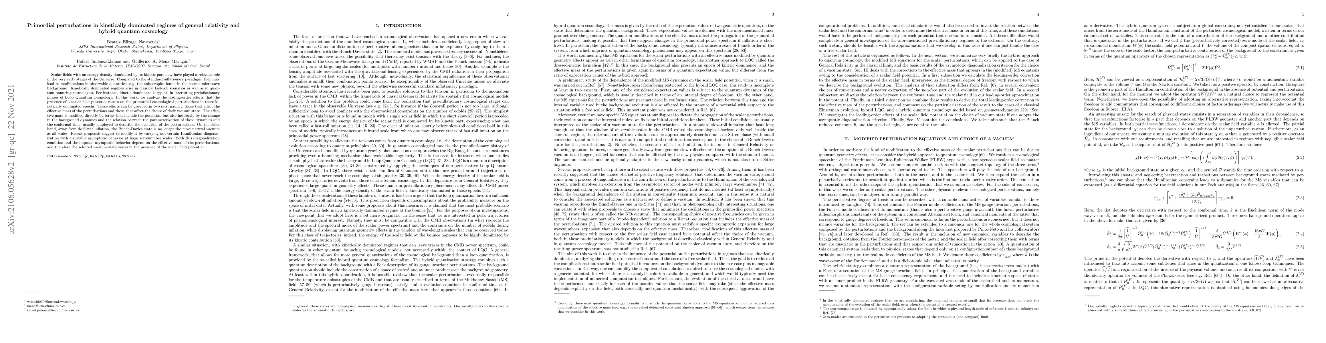 Thumbnail for Primordial perturbations in kinetically dominated regimes of general
  relativity and hybrid quantum cosmology