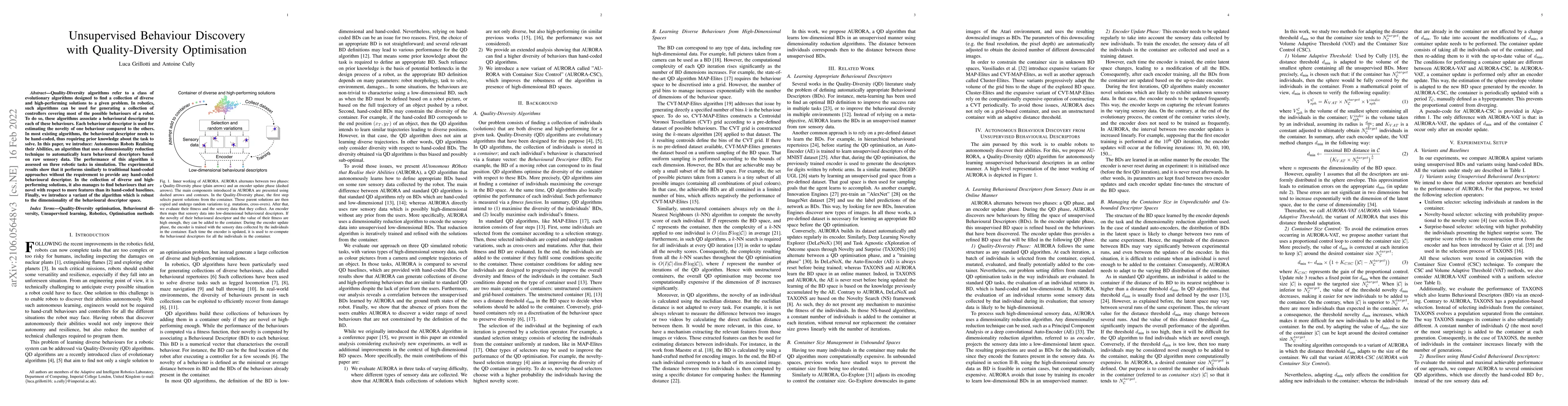 Thumbnail for Unsupervised Behaviour Discovery with Quality-Diversity Optimisation