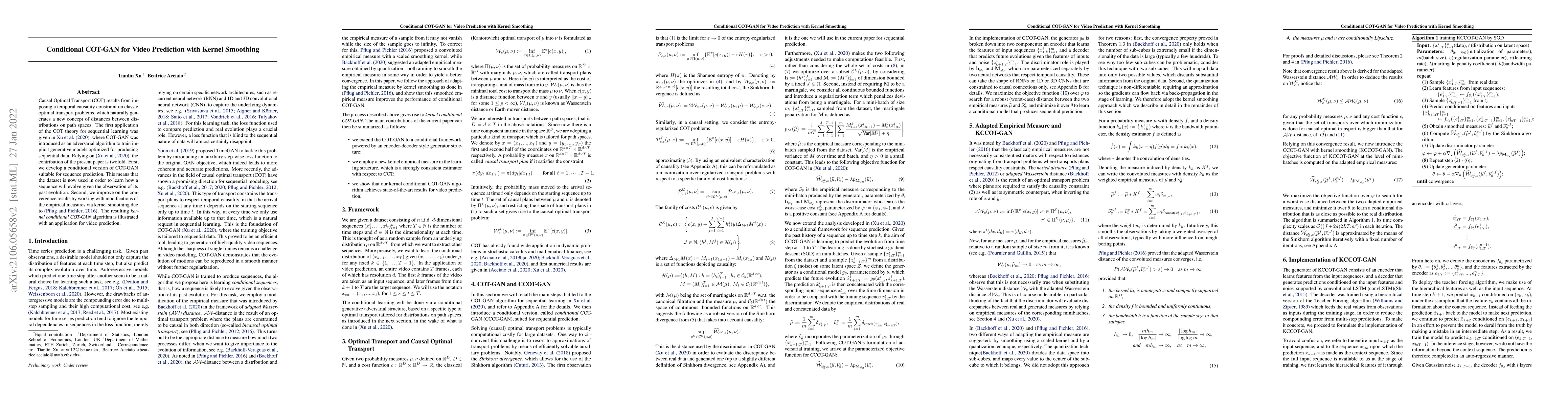 Thumbnail for Conditional COT-GAN for Video Prediction with Kernel Smoothing