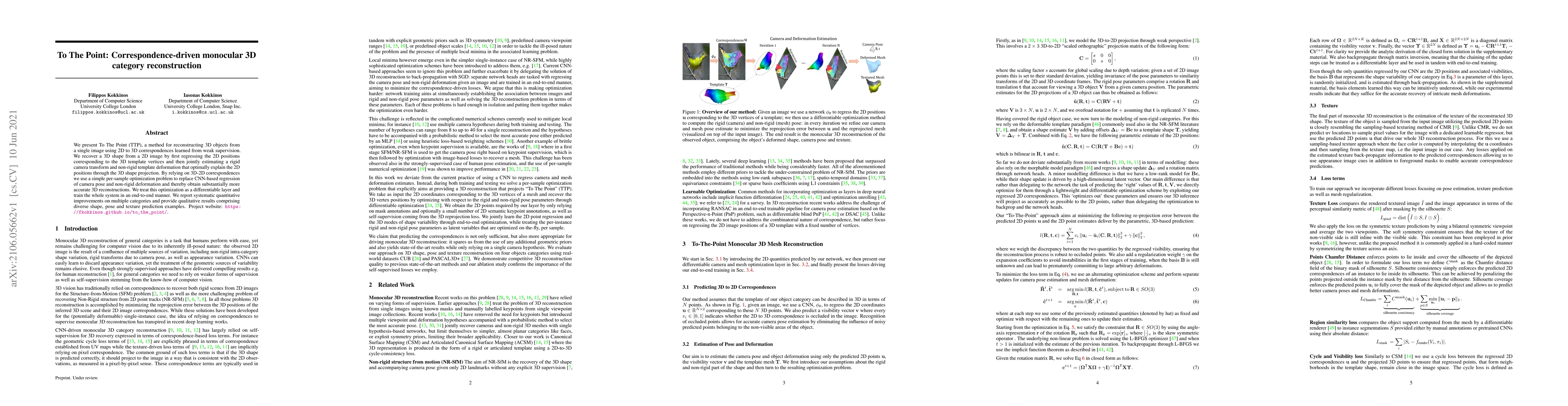 Thumbnail for To The Point: Correspondence-driven monocular 3D category reconstruction