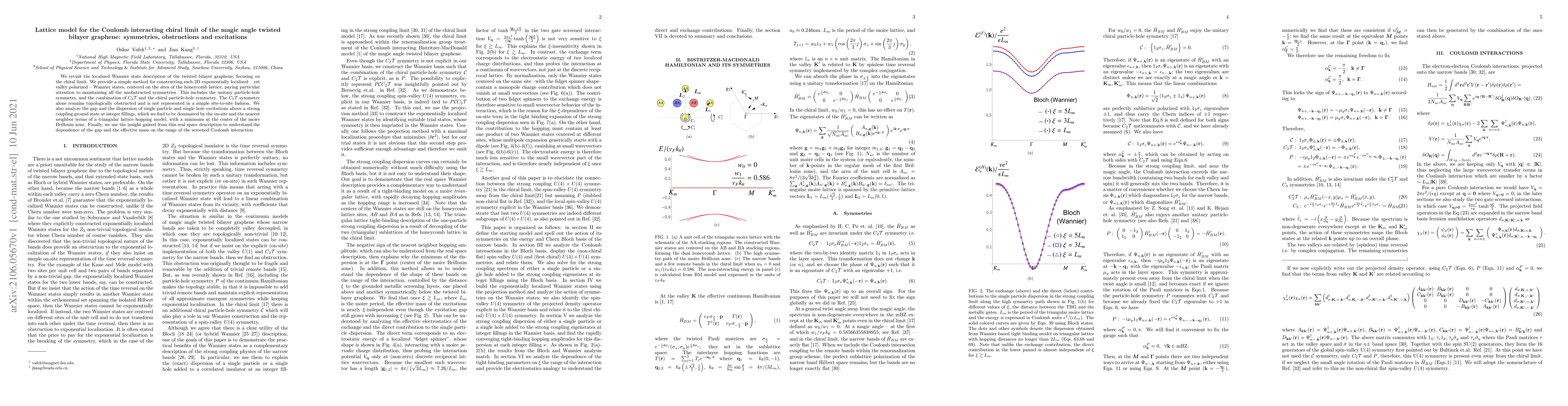 Thumbnail for Lattice model for the Coulomb interacting chiral limit of the magic
  angle twisted bilayer graphene: symmetries, obstructions and excitations