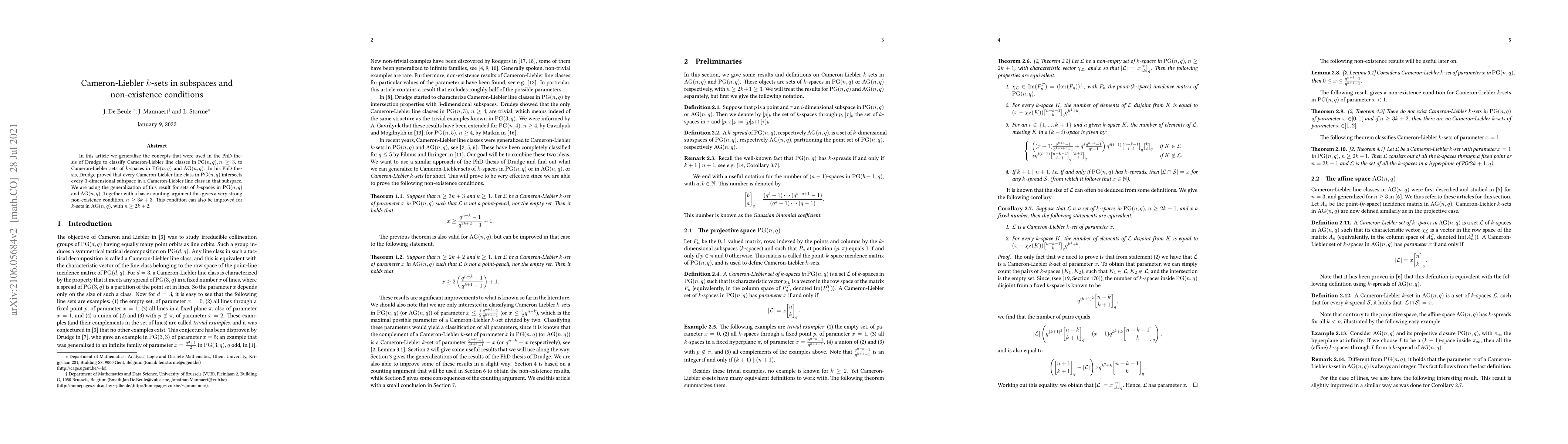 Thumbnail for Cameron-Liebler k-sets in subspaces and non-existence conditions