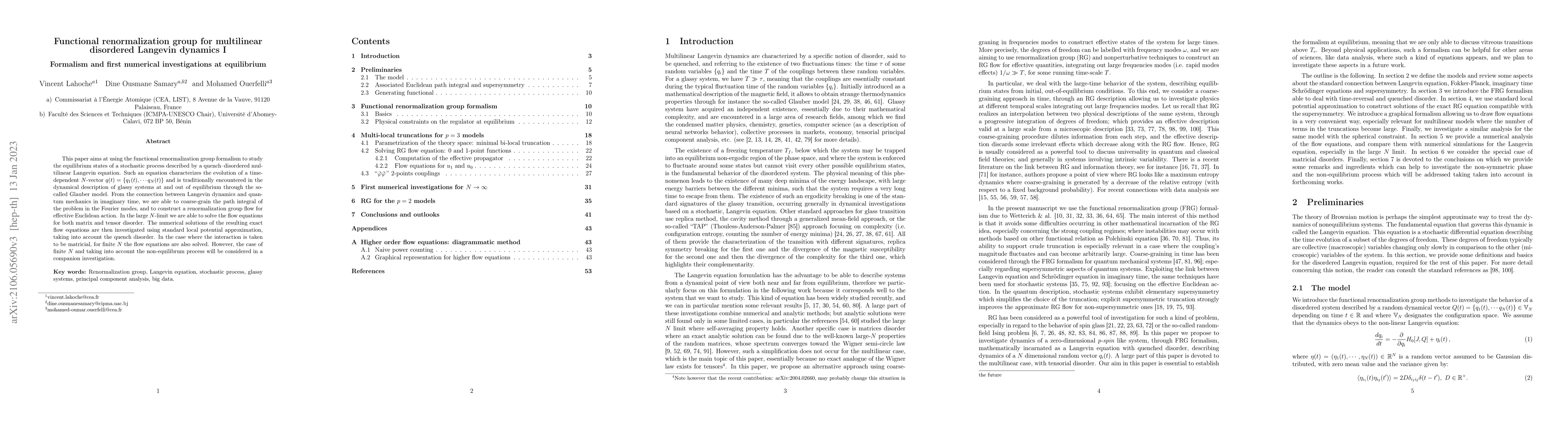 Thumbnail for Functional renormalization group for multilinear disordered Langevin
  dynamics I: Formalism and first numerical investigations at equilibrium