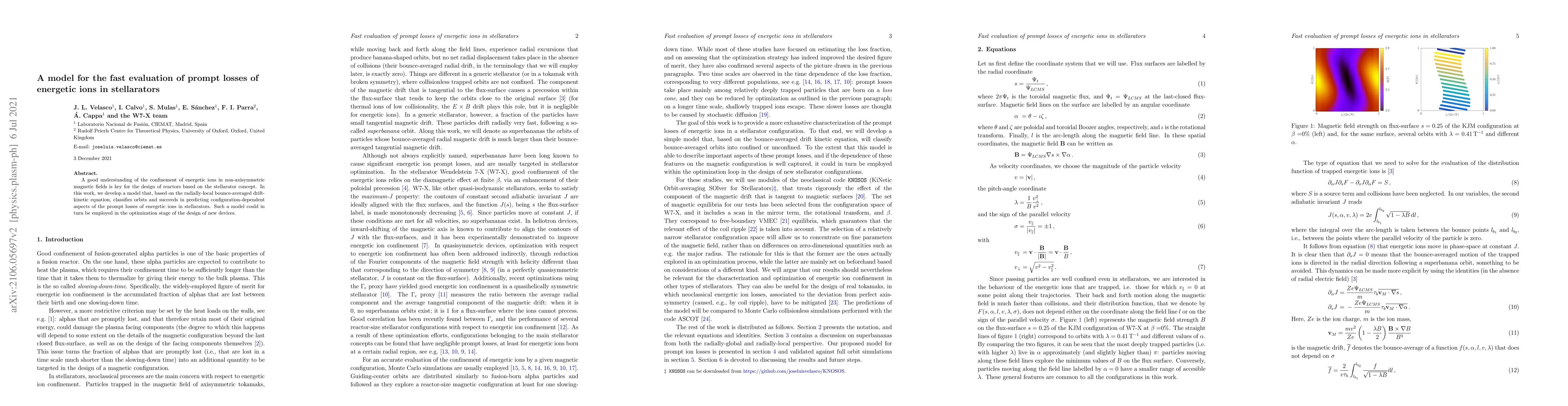Thumbnail for A model for the fast evaluation of prompt losses of energetic ions in
  stellarators