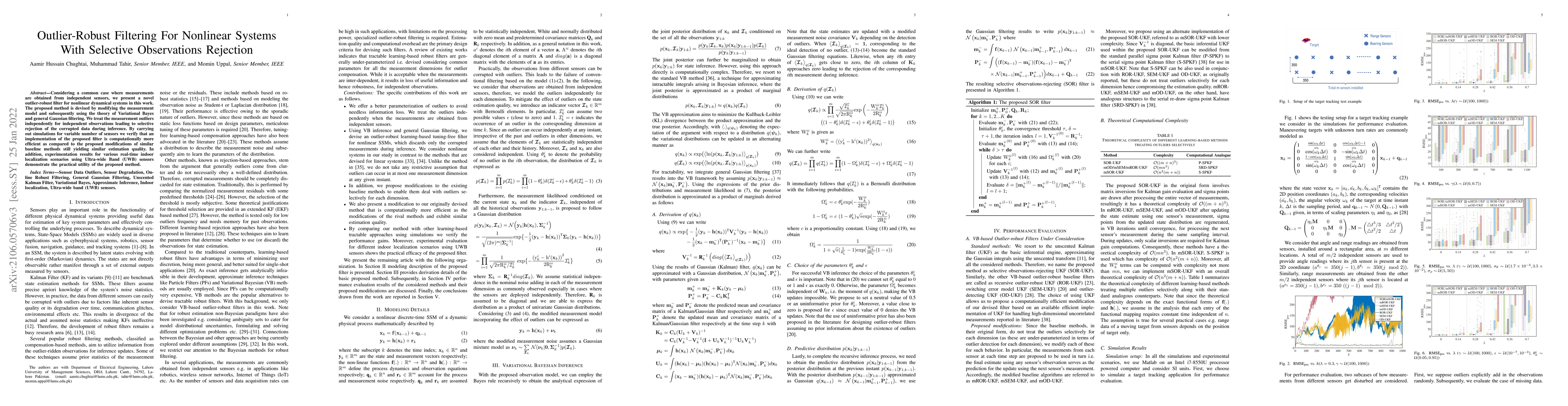 Thumbnail for Outlier-Robust Filtering For Nonlinear Systems With Selective
  Observations Rejection